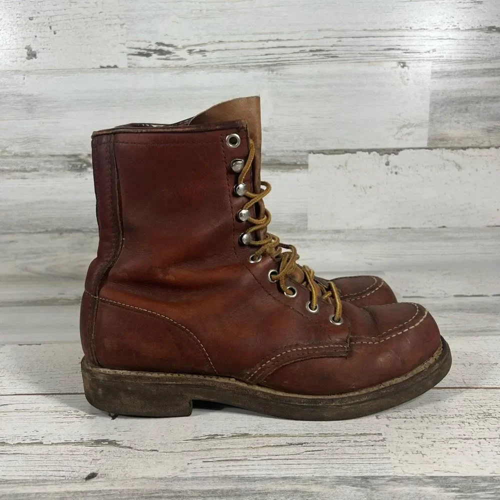 Vintage Red Wing Womens Crepe Moc Toe Brown Leather Boots Lace Up Size 7B